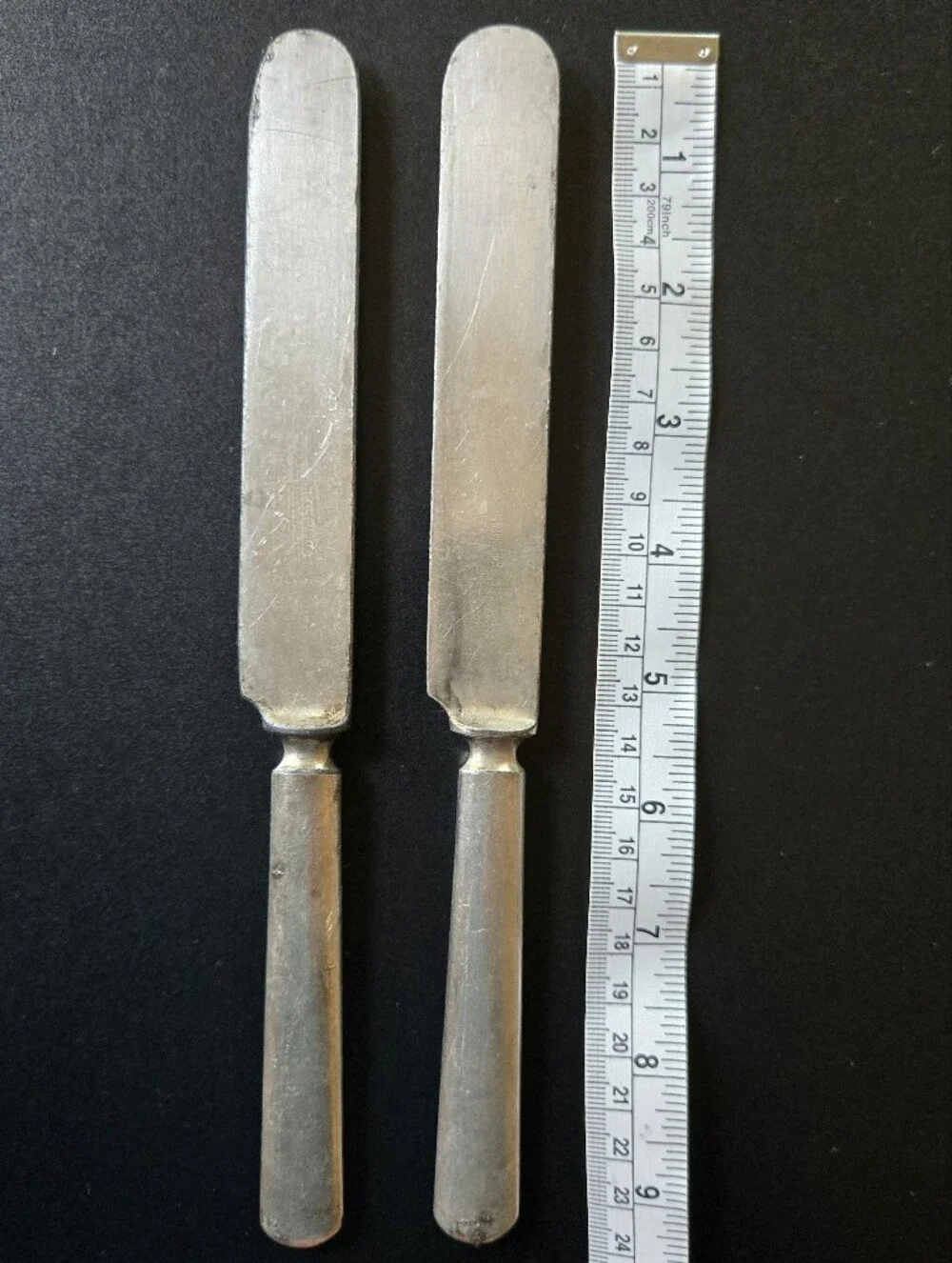 Vintage 1835 R. Wallace Silverplate Butter Spreaders – Set of 2 – Flat Handle